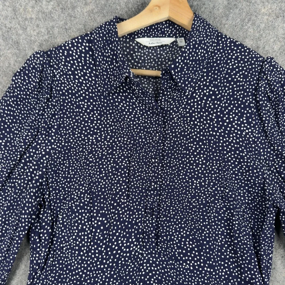 Paris Atelier & Other Stories Shirt Dress‎ Womens Medium Blue Polka Dot Viscose